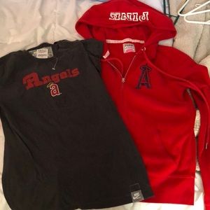MLB Angels lot hoodie shirt PINK Nike M zip up